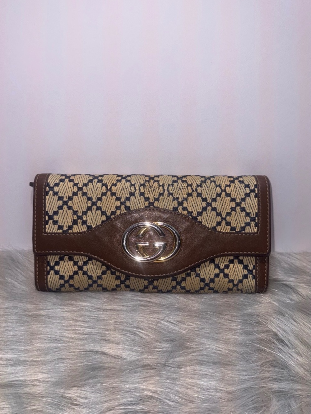 Gucci Diamante Canvas & Leather Sukey Continental Wallet~w/COA